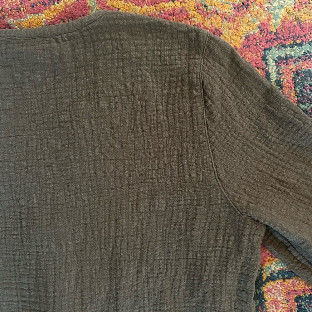 J. Jill | Women’s Brown Gauze Textured 3/4 Sleeve Vneck Round Hem Tunic Top, MP - Picture 10 of 14